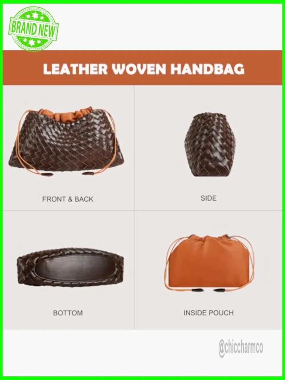 Vegan Leather Woven Hobo Tote Bag Small Shoulder Purse